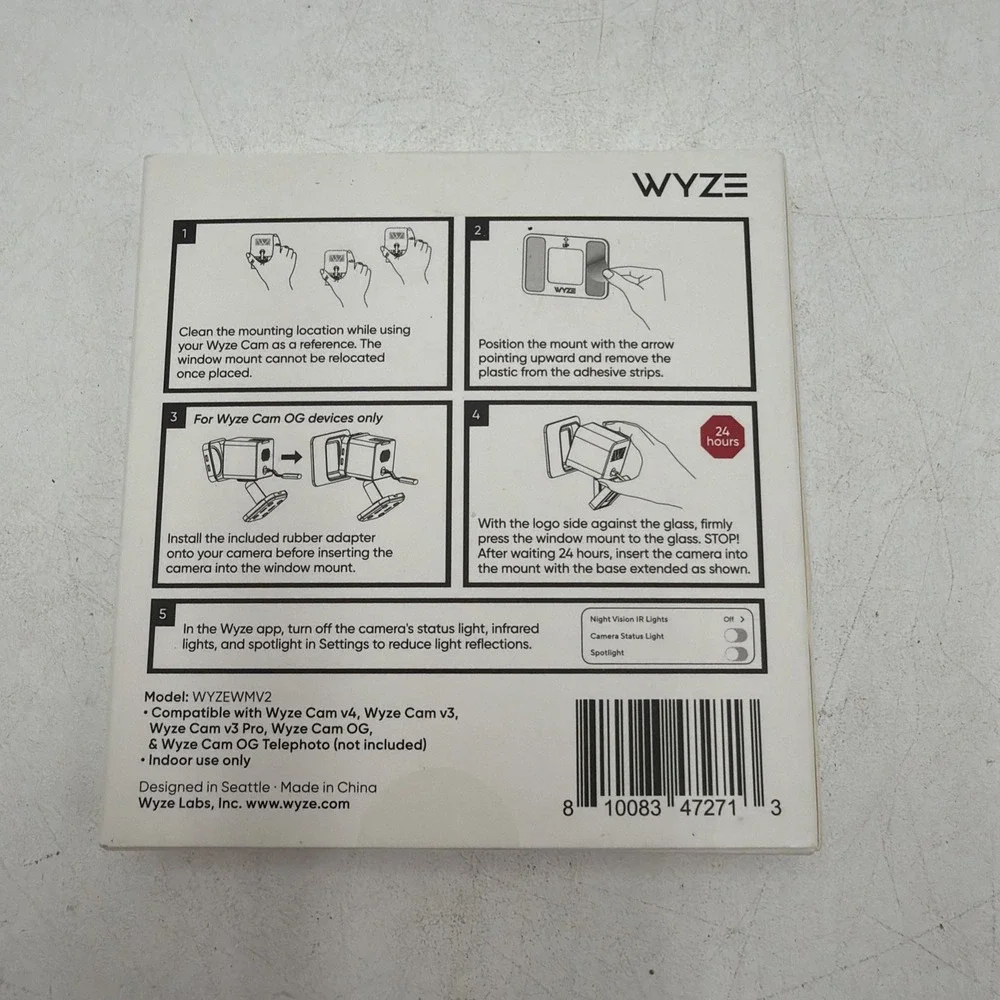 Wyze Window Mount for Wyze Cam OG, v3, v3 Pro Sealed